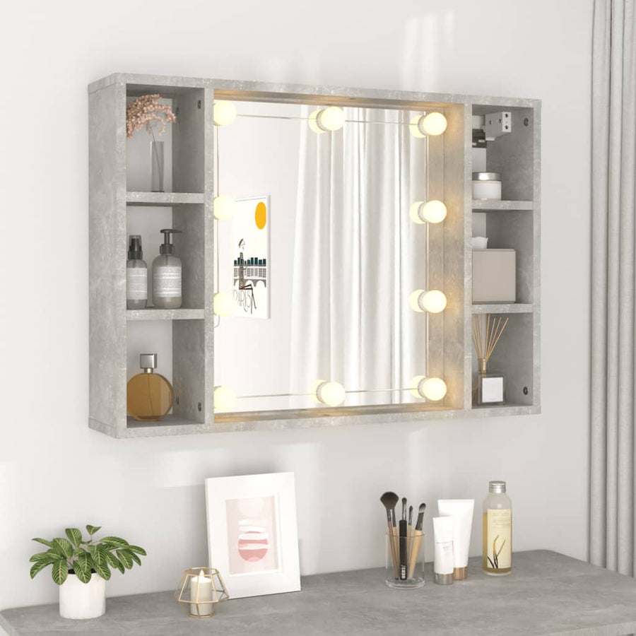 Spiegelkast Met Led-Verlichting 76X5X55 Cm Betongrijs