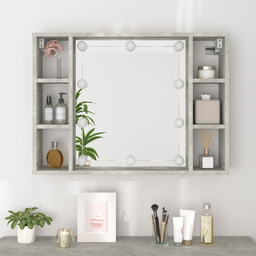 Spiegelkast Met Led-Verlichting 76X5X55 Cm Betongrijs