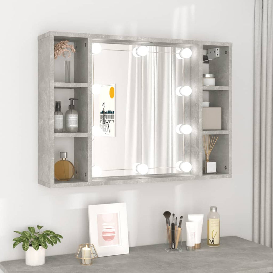 Spiegelkast Met Led-Verlichting 76X5X55 Cm Betongrijs
