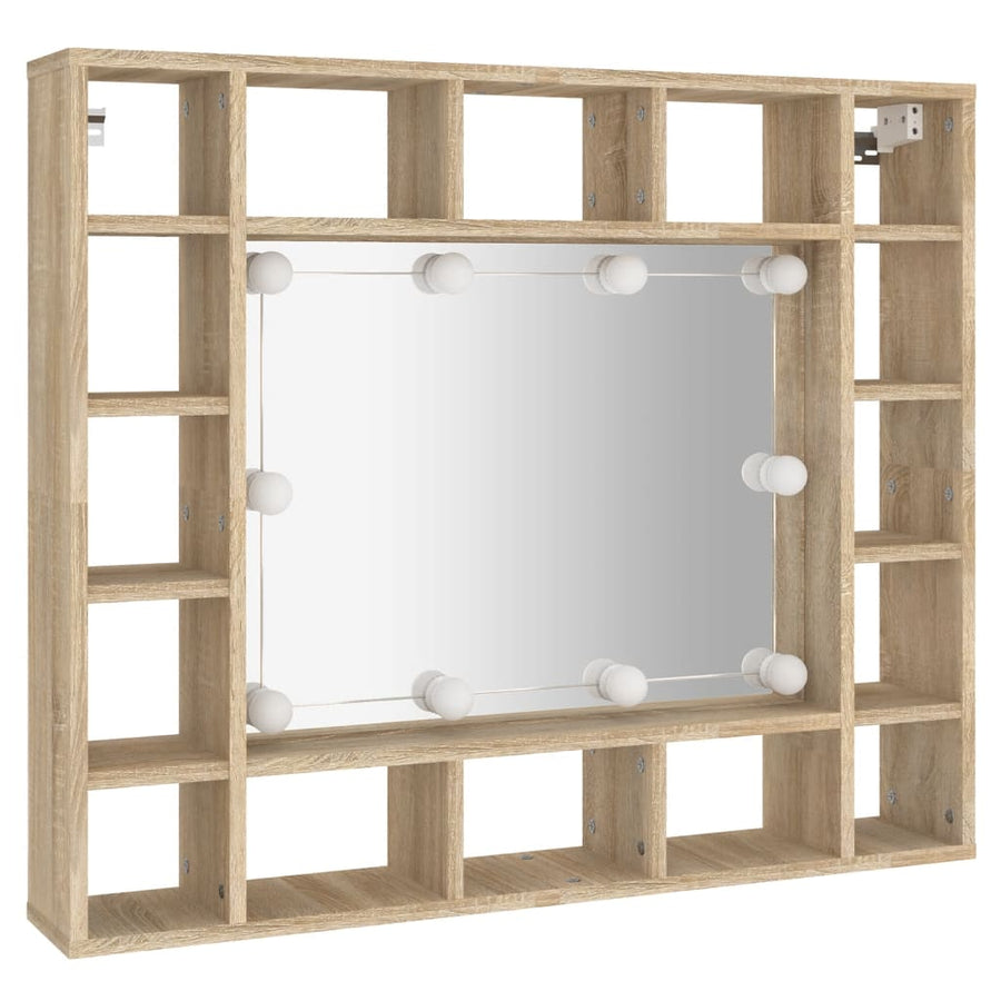 Spiegelkast Met Led-Verlichting 91X15X76,5 Cm Sonoma Eikenkleur