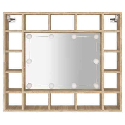 Spiegelkast Met Led-Verlichting 91X15X76,5 Cm Sonoma Eikenkleur