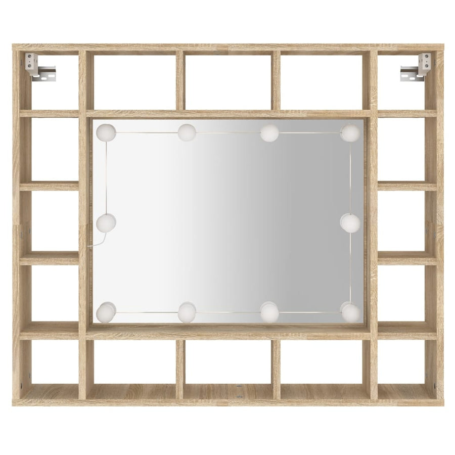 Spiegelkast Met Led-Verlichting 91X15X76,5 Cm Sonoma Eikenkleur