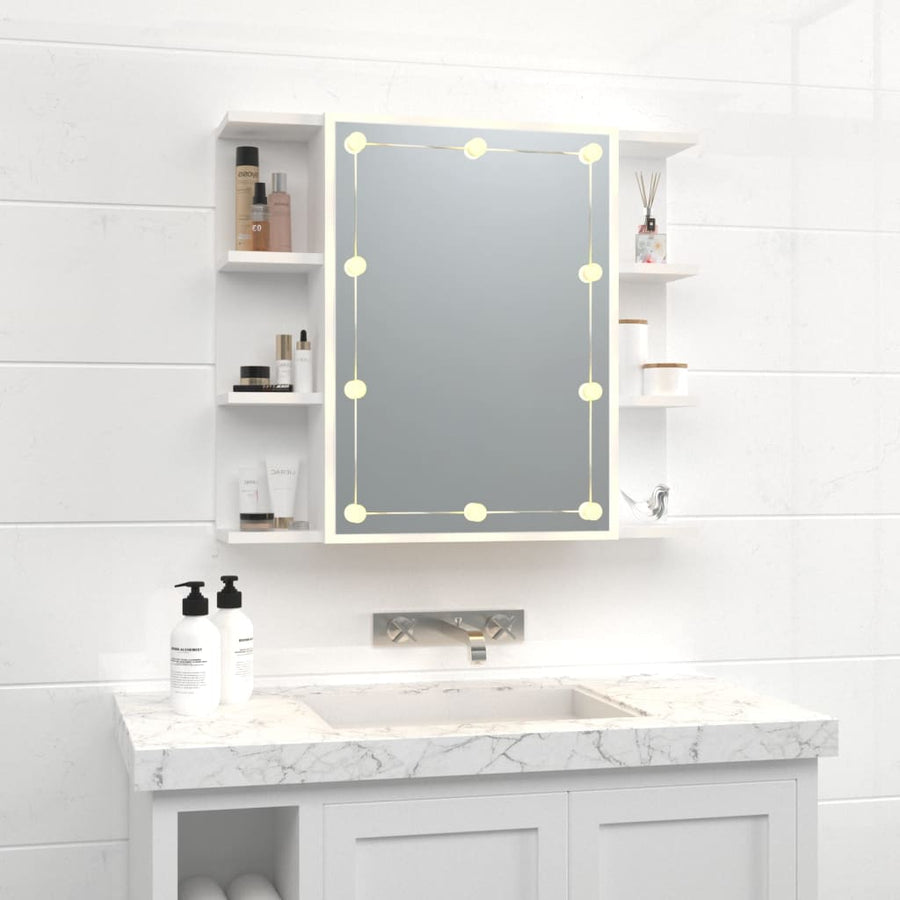 Spiegelkast Met Led-Verlichting 70X6,5X60 Cm Wit
