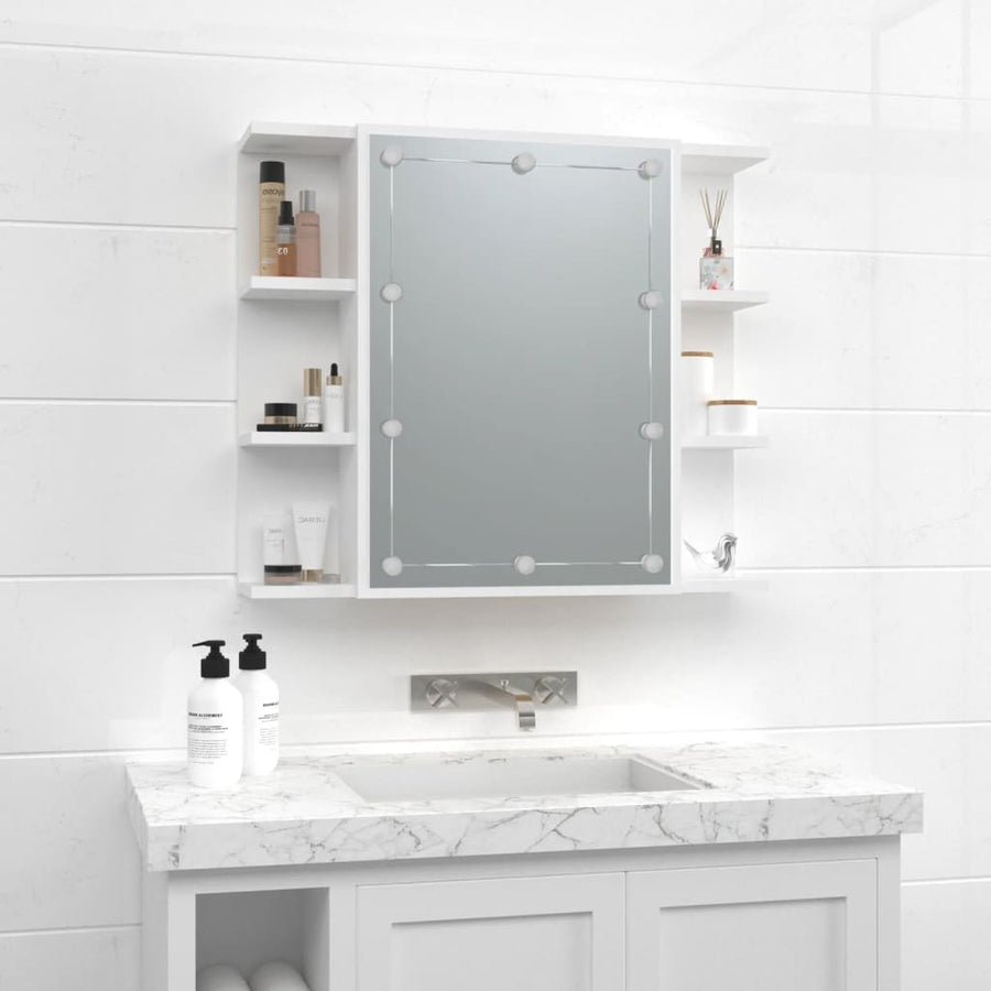 Spiegelkast Met Led-Verlichting 70X6,5X60 Cm Wit