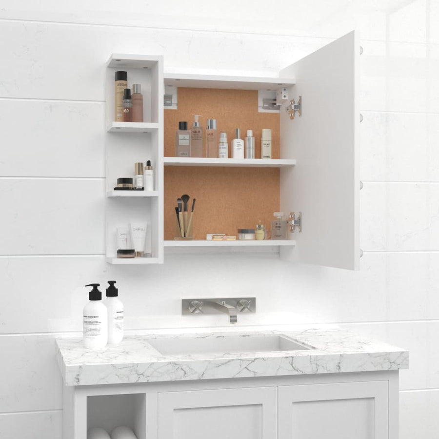 Spiegelkast Met Led-Verlichting 70X6,5X60 Cm Wit