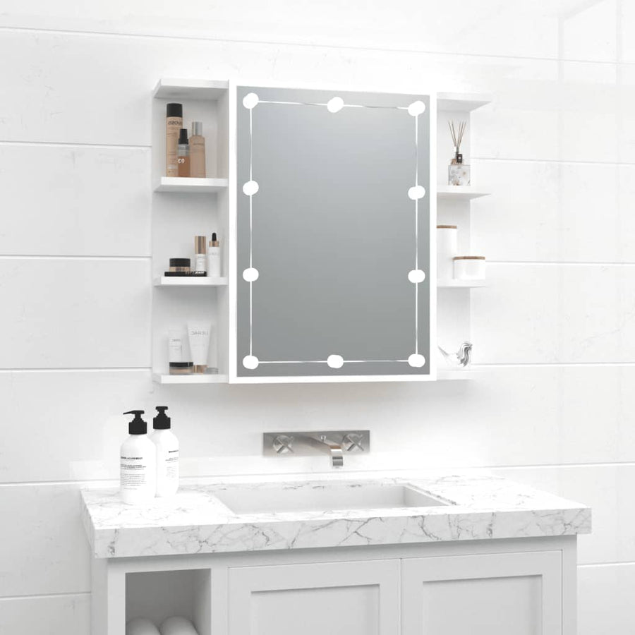 Spiegelkast Met Led-Verlichting 70X6,5X60 Cm Wit