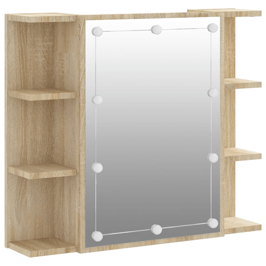 Spiegelkast Met Led-Verlichting 70X6,5X60 Cm Kleur Sonoma eiken