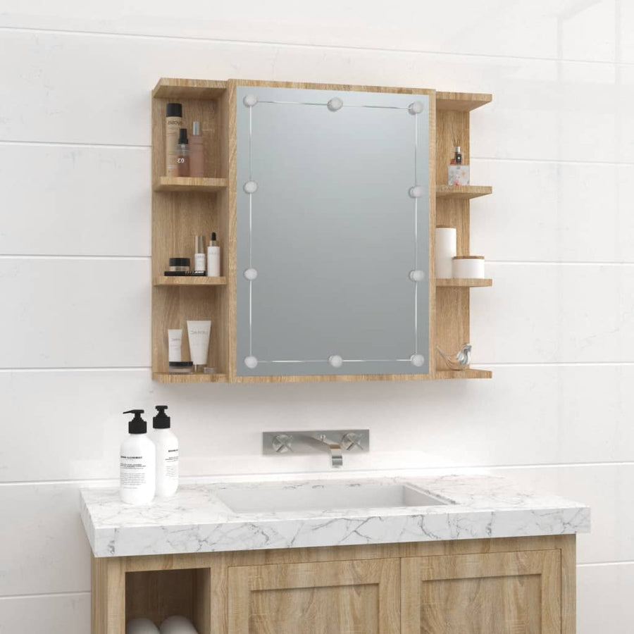 Spiegelkast Met Led-Verlichting 70X6,5X60 Cm Kleur Sonoma eiken