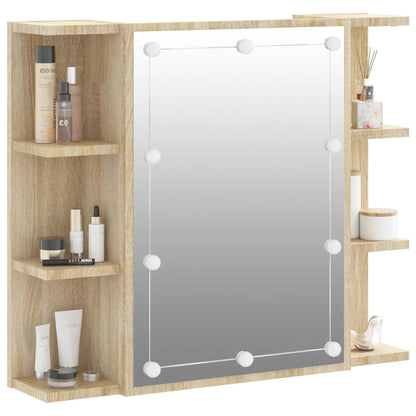 Spiegelkast Met Led-Verlichting 70X6,5X60 Cm Kleur Sonoma eiken