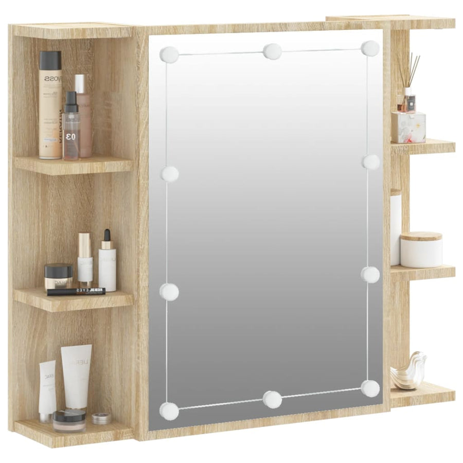 Spiegelkast Met Led-Verlichting 70X6,5X60 Cm Kleur Sonoma eiken