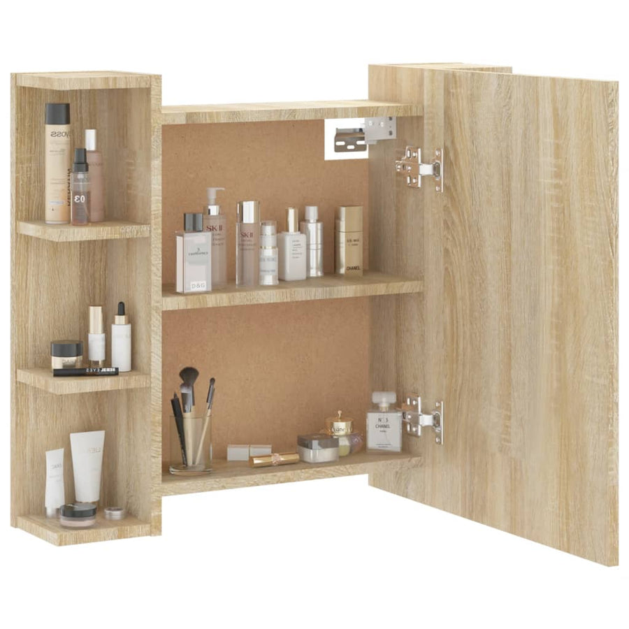 Spiegelkast Met Led-Verlichting 70X6,5X60 Cm Kleur Sonoma eiken