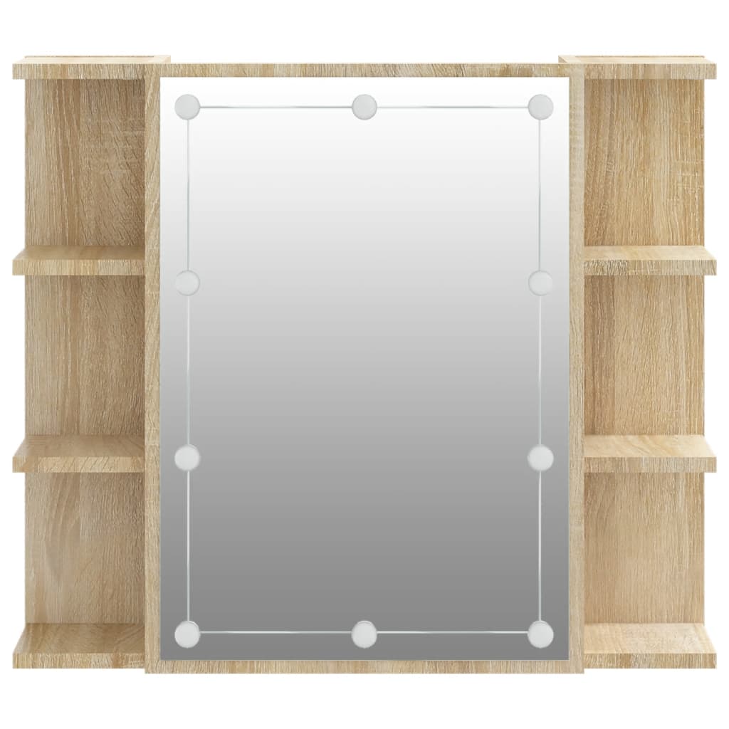 Spiegelkast Met Led-Verlichting 70X6,5X60 Cm Kleur Sonoma eiken