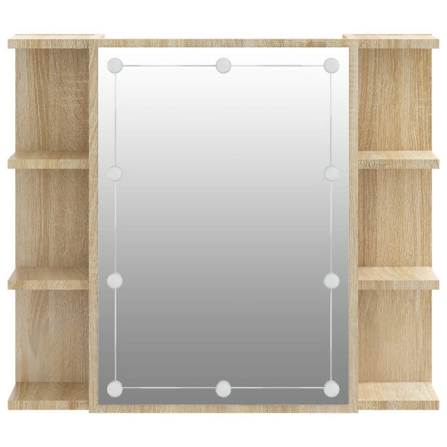 Spiegelkast Met Led-Verlichting 70X6,5X60 Cm Kleur Sonoma eiken