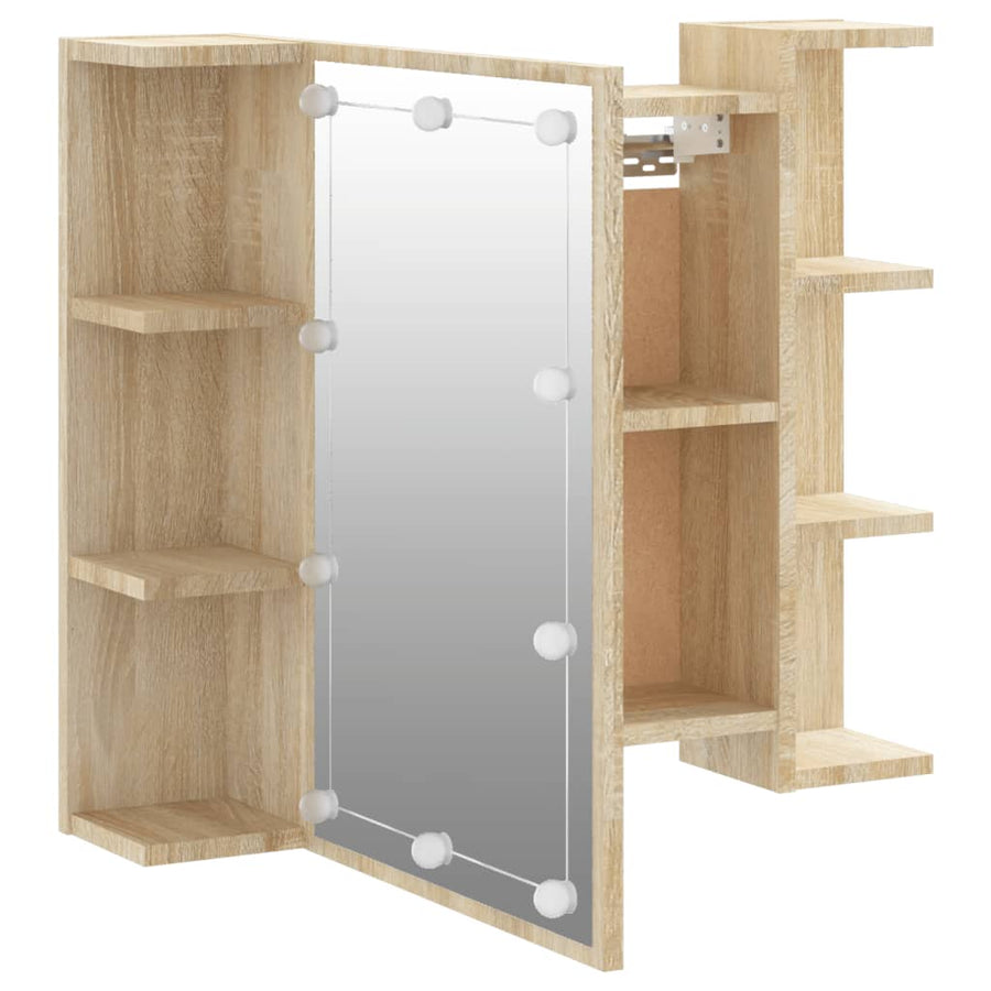 Spiegelkast Met Led-Verlichting 70X6,5X60 Cm Kleur Sonoma eiken