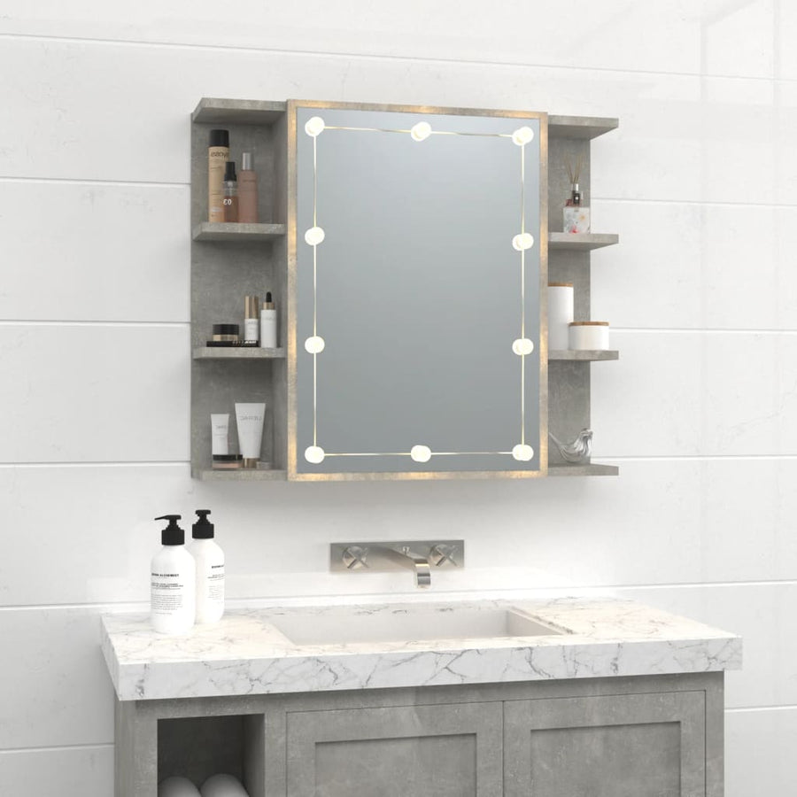 Spiegelkast Met Led-Verlichting 70X6,5X60 Cm Betongrijs