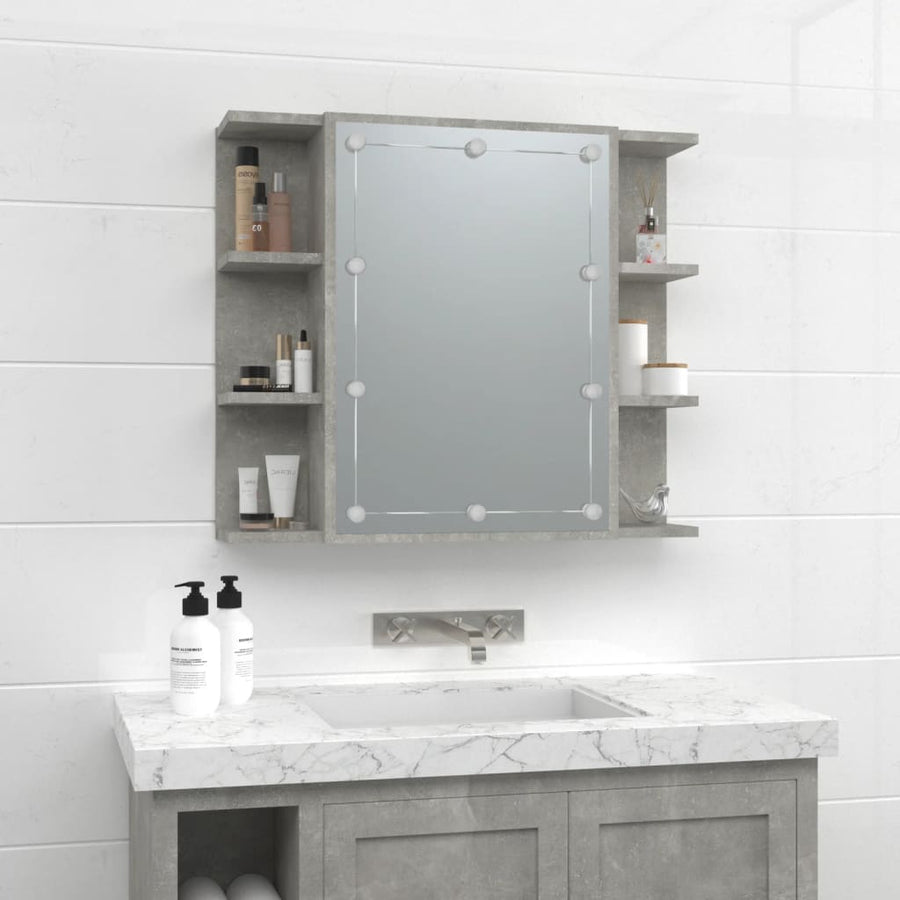 Spiegelkast Met Led-Verlichting 70X6,5X60 Cm Betongrijs