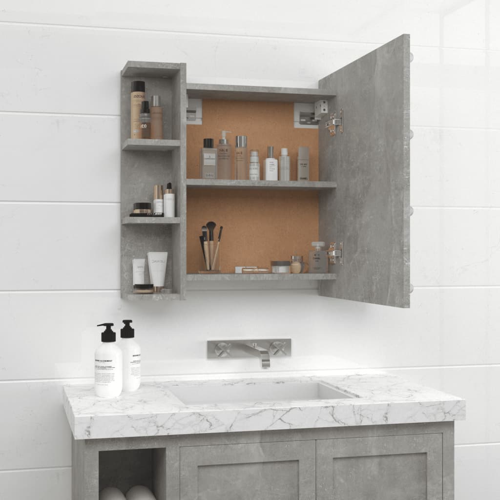 Spiegelkast Met Led-Verlichting 70X6,5X60 Cm Betongrijs