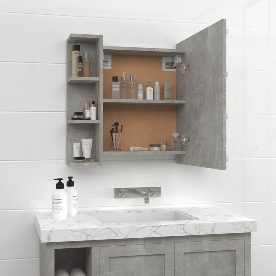 Spiegelkast Met Led-Verlichting 70X6,5X60 Cm Betongrijs