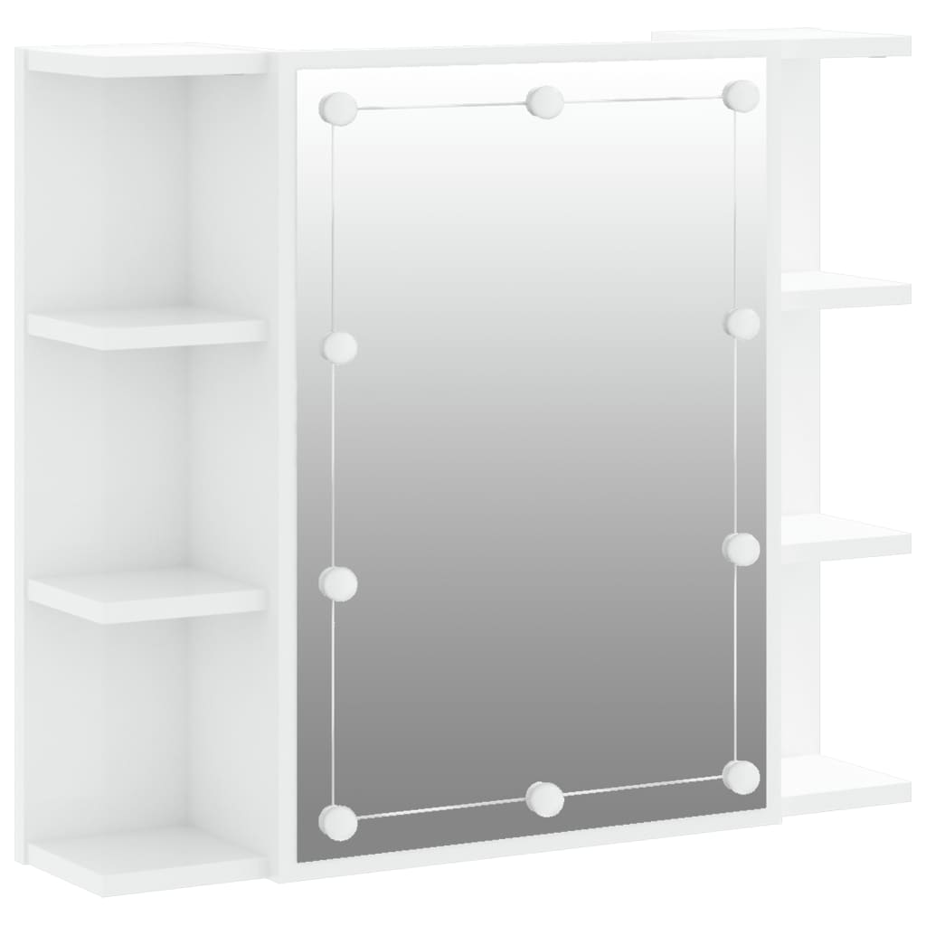 Spiegelkast Met Led-Verlichting 70X6,5X60 Cm Hoogglans wit
