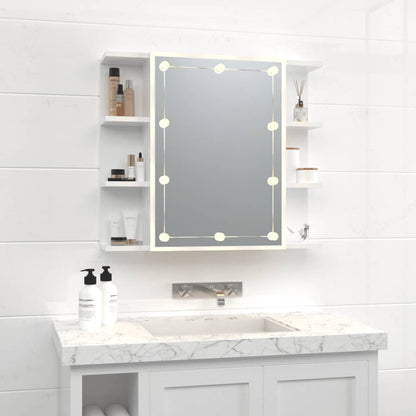 Spiegelkast Met Led-Verlichting 70X6,5X60 Cm Hoogglans wit