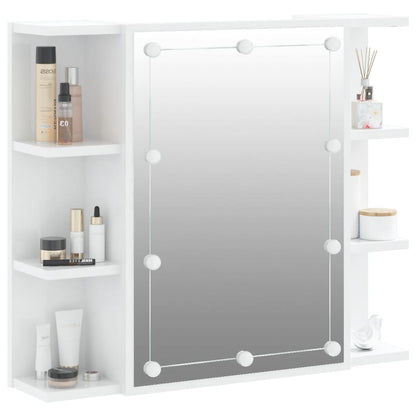 Spiegelkast Met Led-Verlichting 70X6,5X60 Cm Hoogglans wit