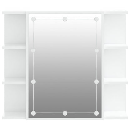 Spiegelkast Met Led-Verlichting 70X6,5X60 Cm Hoogglans wit