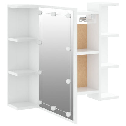 Spiegelkast Met Led-Verlichting 70X6,5X60 Cm Hoogglans wit