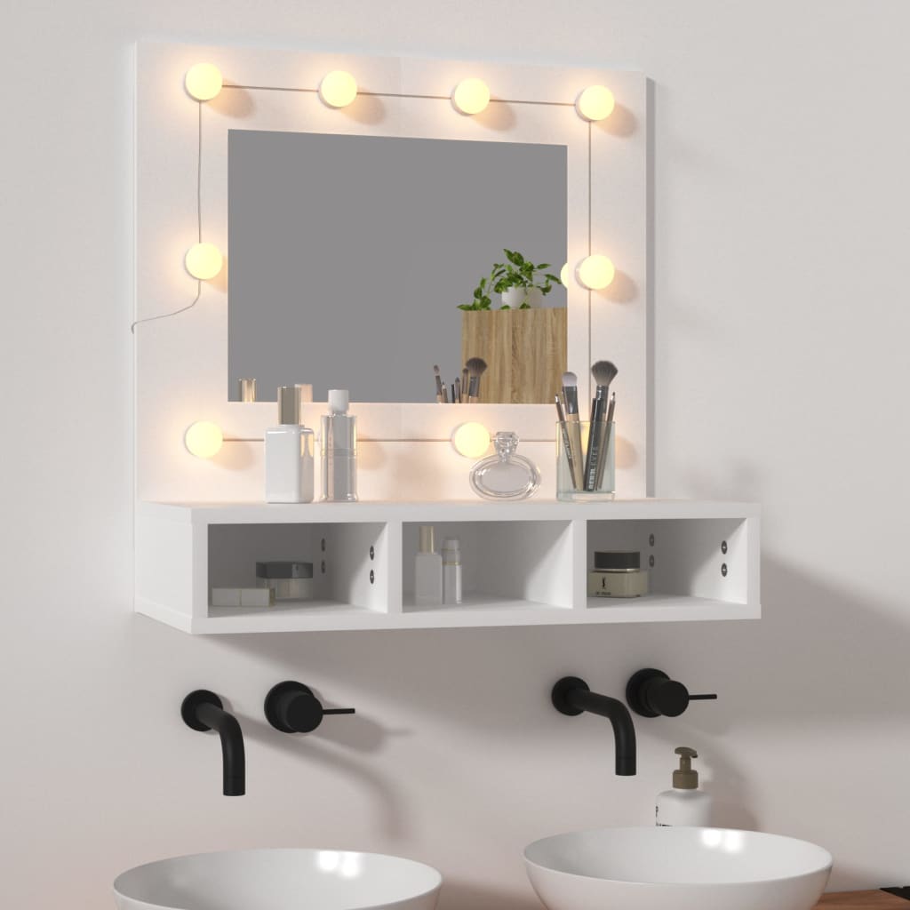 Spiegelkast Met Led-Verlichting 60X3,5X62 Cm Wit