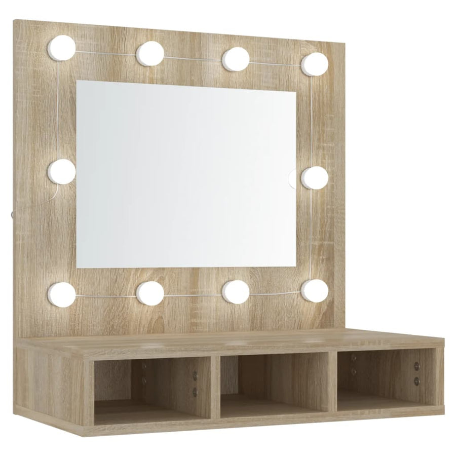 Spiegelkast Met Led-Verlichting 60X3,5X62 Cm Kleur Sonoma eiken