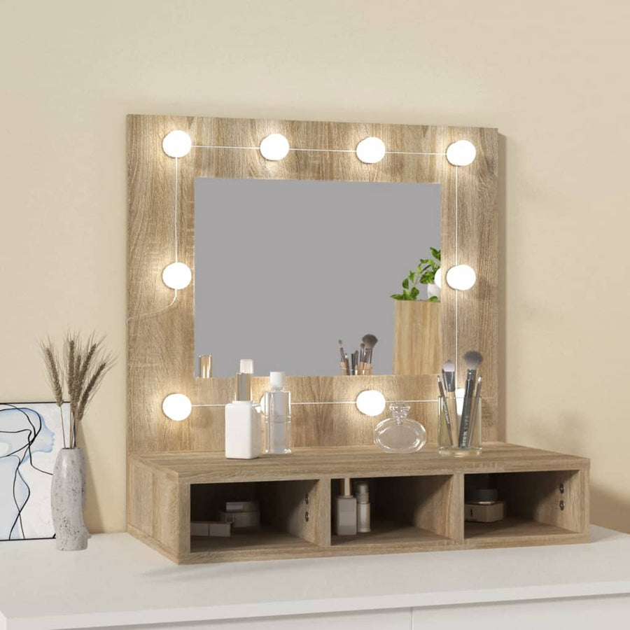 Spiegelkast Met Led-Verlichting 60X3,5X62 Cm Kleur Sonoma eiken