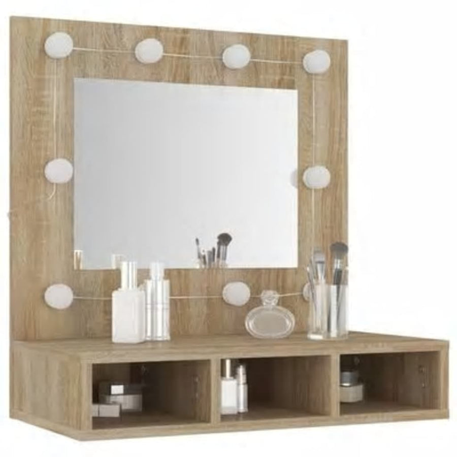 Spiegelkast Met Led-Verlichting 60X3,5X62 Cm Kleur Sonoma eiken