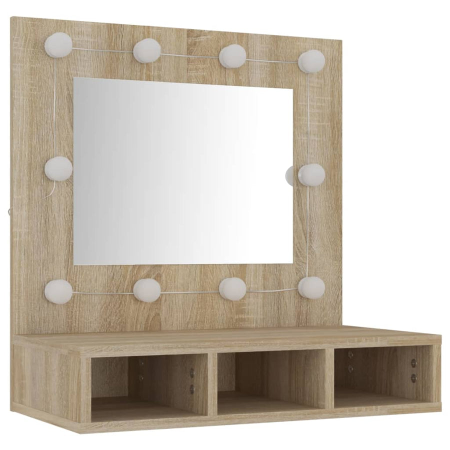 Spiegelkast Met Led-Verlichting 60X3,5X62 Cm Kleur Sonoma eiken