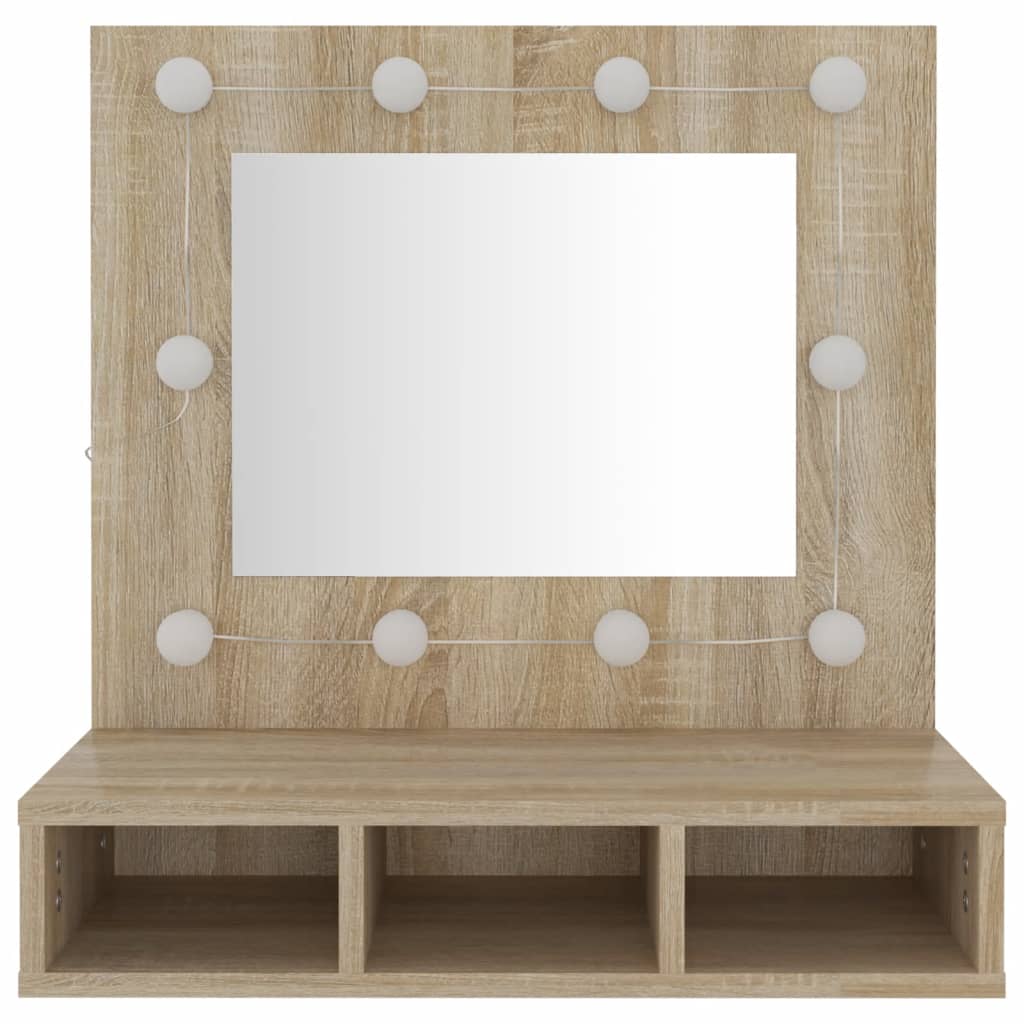 Spiegelkast Met Led-Verlichting 60X3,5X62 Cm Kleur Sonoma eiken