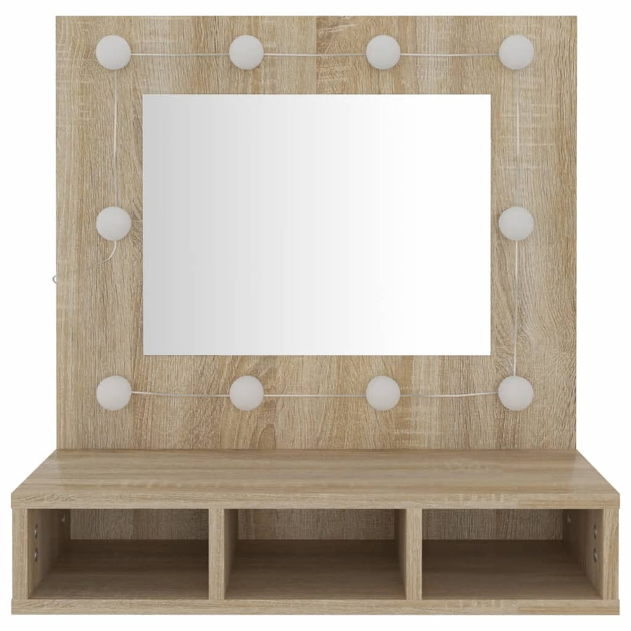 Spiegelkast Met Led-Verlichting 60X3,5X62 Cm Kleur Sonoma eiken