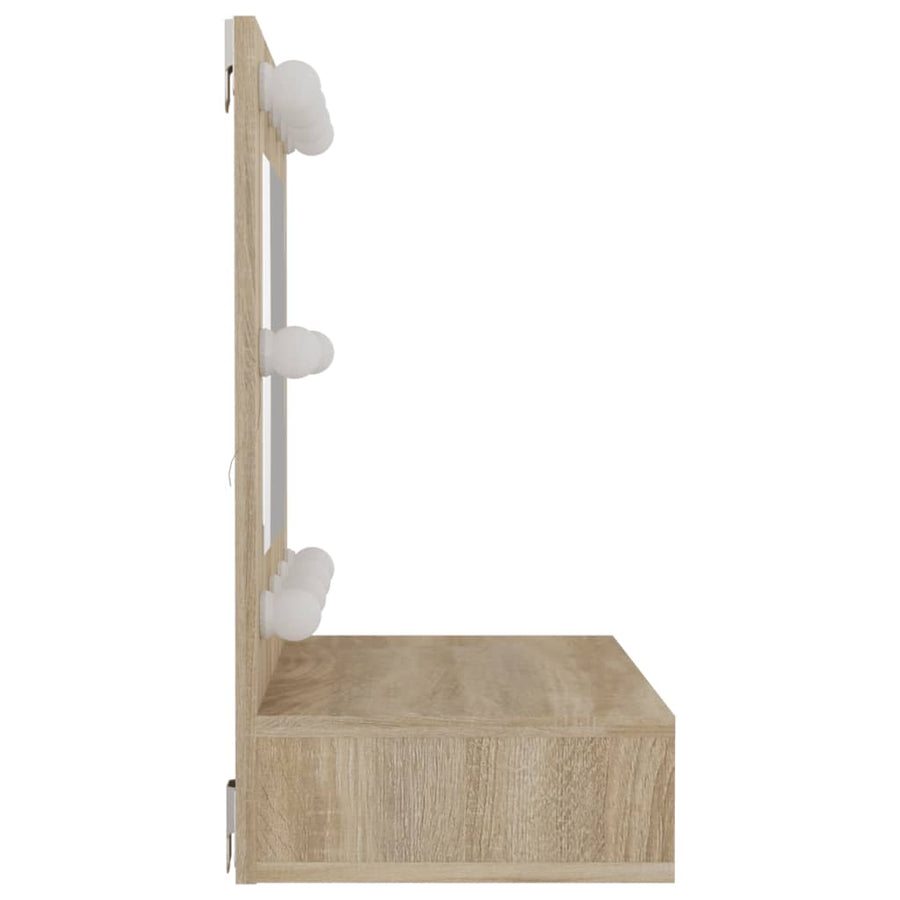 Spiegelkast Met Led-Verlichting 60X3,5X62 Cm Kleur Sonoma eiken