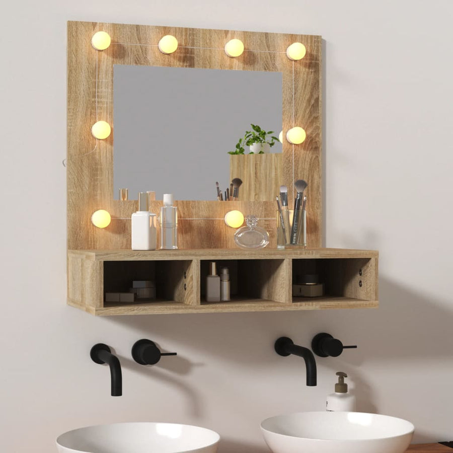 Spiegelkast Met Led-Verlichting 60X3,5X62 Cm Kleur Sonoma eiken