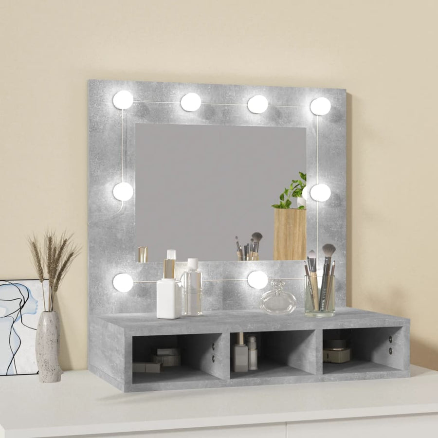 Spiegelkast Met Led-Verlichting 60X3,5X62 Cm Betongrijs
