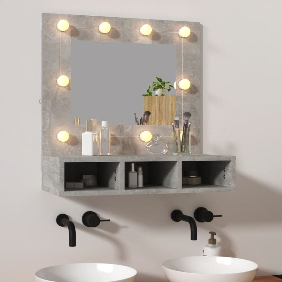 Spiegelkast Met Led-Verlichting 60X3,5X62 Cm Betongrijs