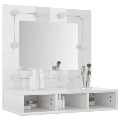 Spiegelkast Met Led-Verlichting 60X3,5X62 Cm Hoogglans wit