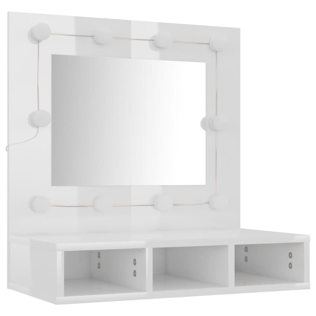 Spiegelkast Met Led-Verlichting 60X3,5X62 Cm Hoogglans wit