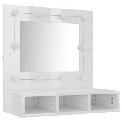Spiegelkast Met Led-Verlichting 60X3,5X62 Cm Hoogglans wit