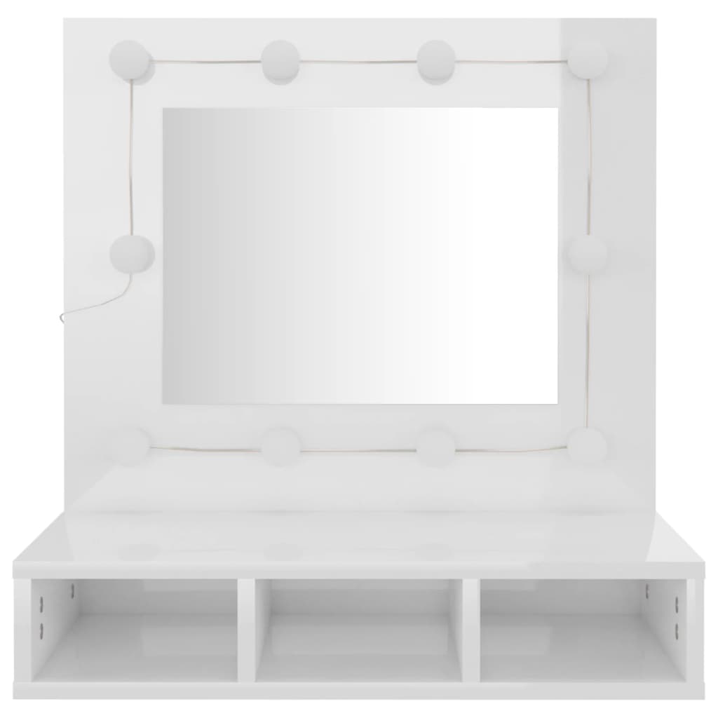 Spiegelkast Met Led-Verlichting 60X3,5X62 Cm Hoogglans wit