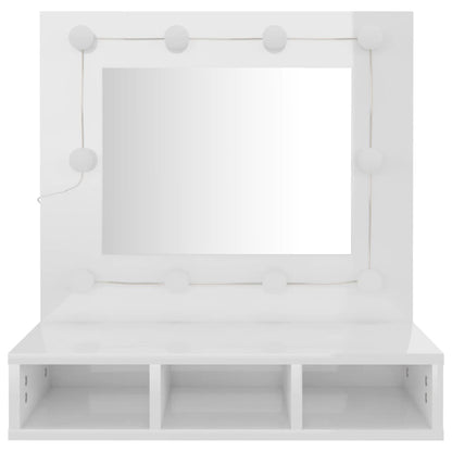 Spiegelkast Met Led-Verlichting 60X3,5X62 Cm Hoogglans wit