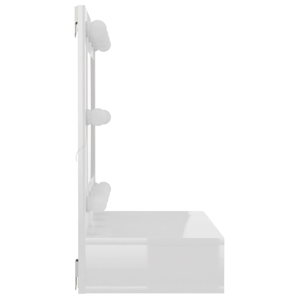 Spiegelkast Met Led-Verlichting 60X3,5X62 Cm Hoogglans wit