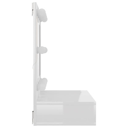 Spiegelkast Met Led-Verlichting 60X3,5X62 Cm Hoogglans wit