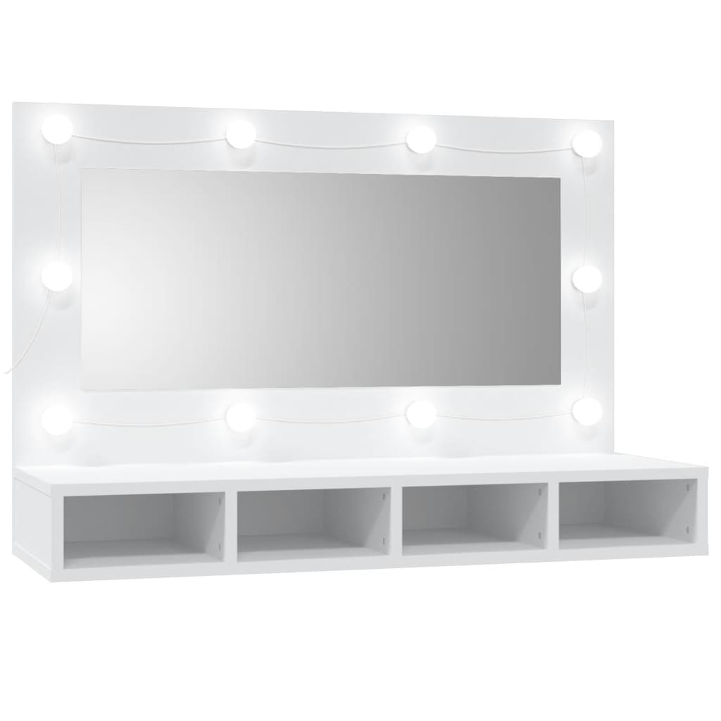 Spiegelkast Met Led-Verlichting 90X3,5X62 Cm Wit
