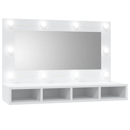 Spiegelkast Met Led-Verlichting 90X3,5X62 Cm Wit