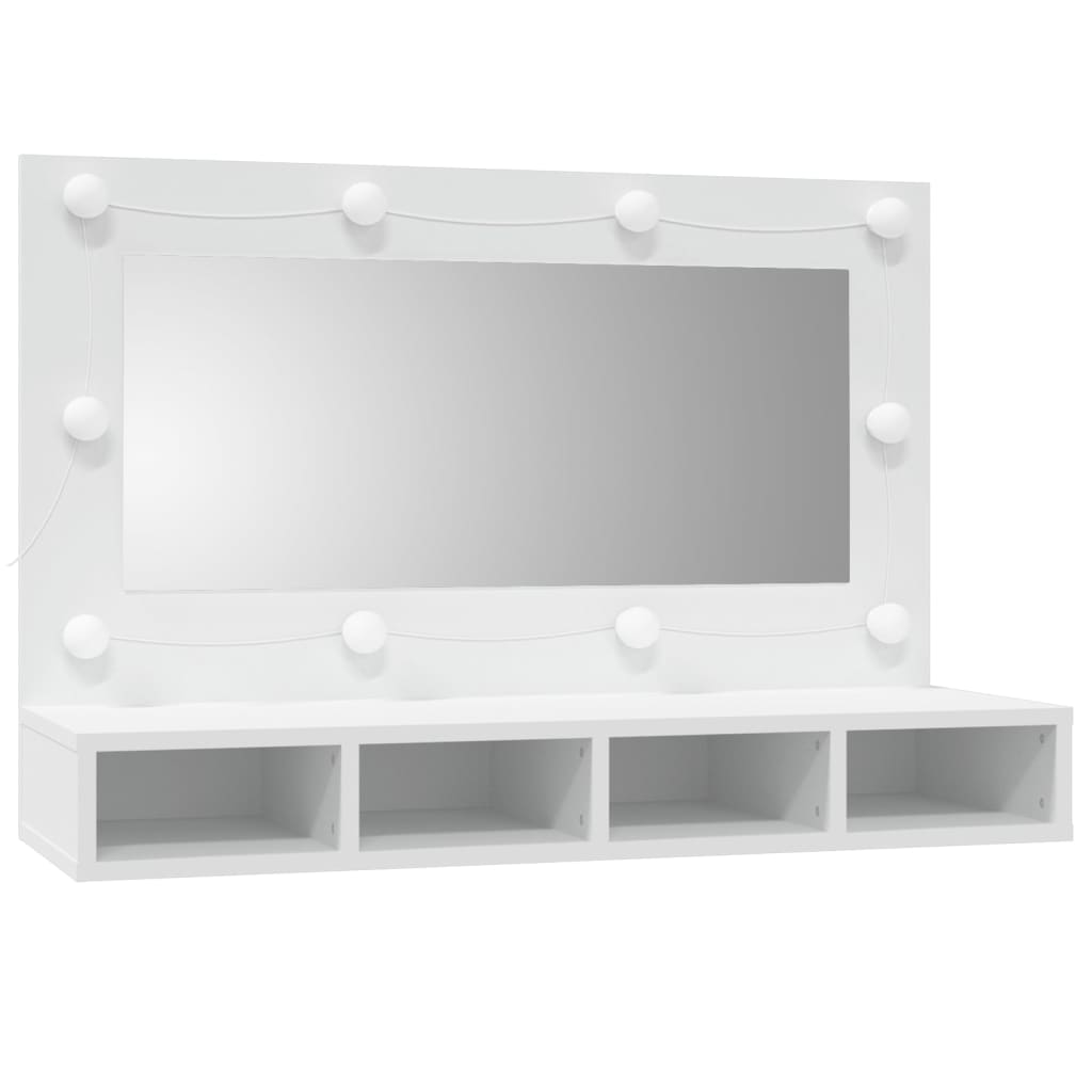 Spiegelkast Met Led-Verlichting 90X3,5X62 Cm Wit