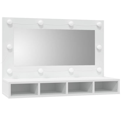 Spiegelkast Met Led-Verlichting 90X3,5X62 Cm Wit