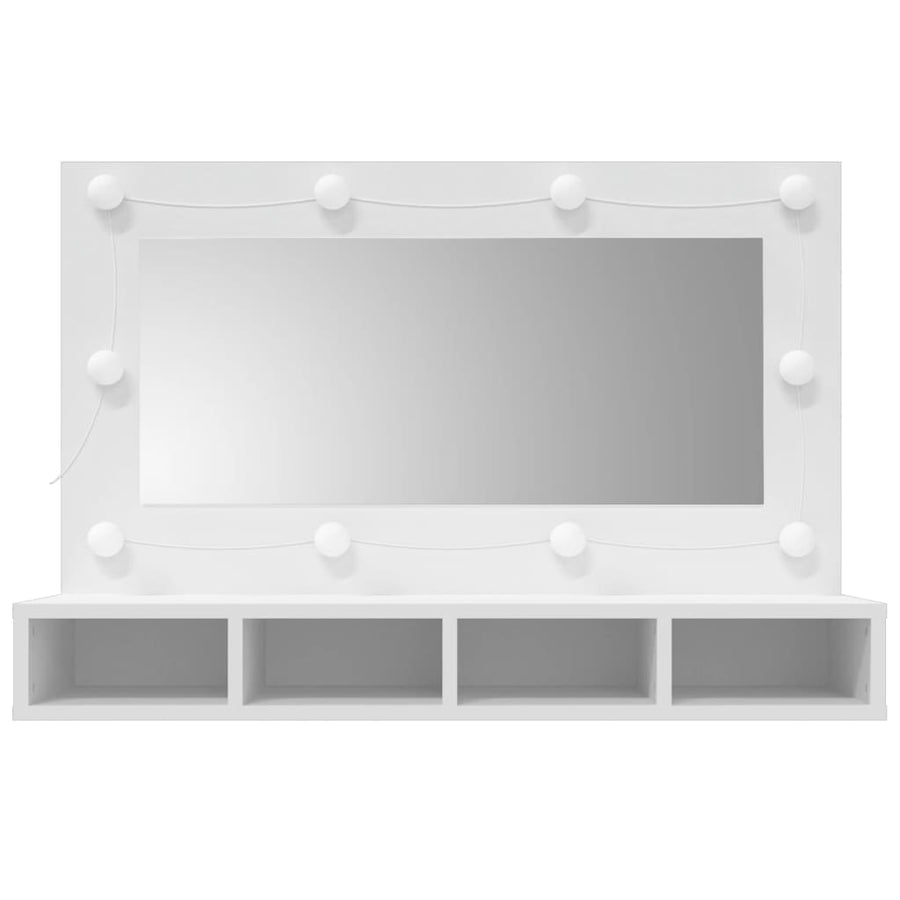 Spiegelkast Met Led-Verlichting 90X3,5X62 Cm Wit